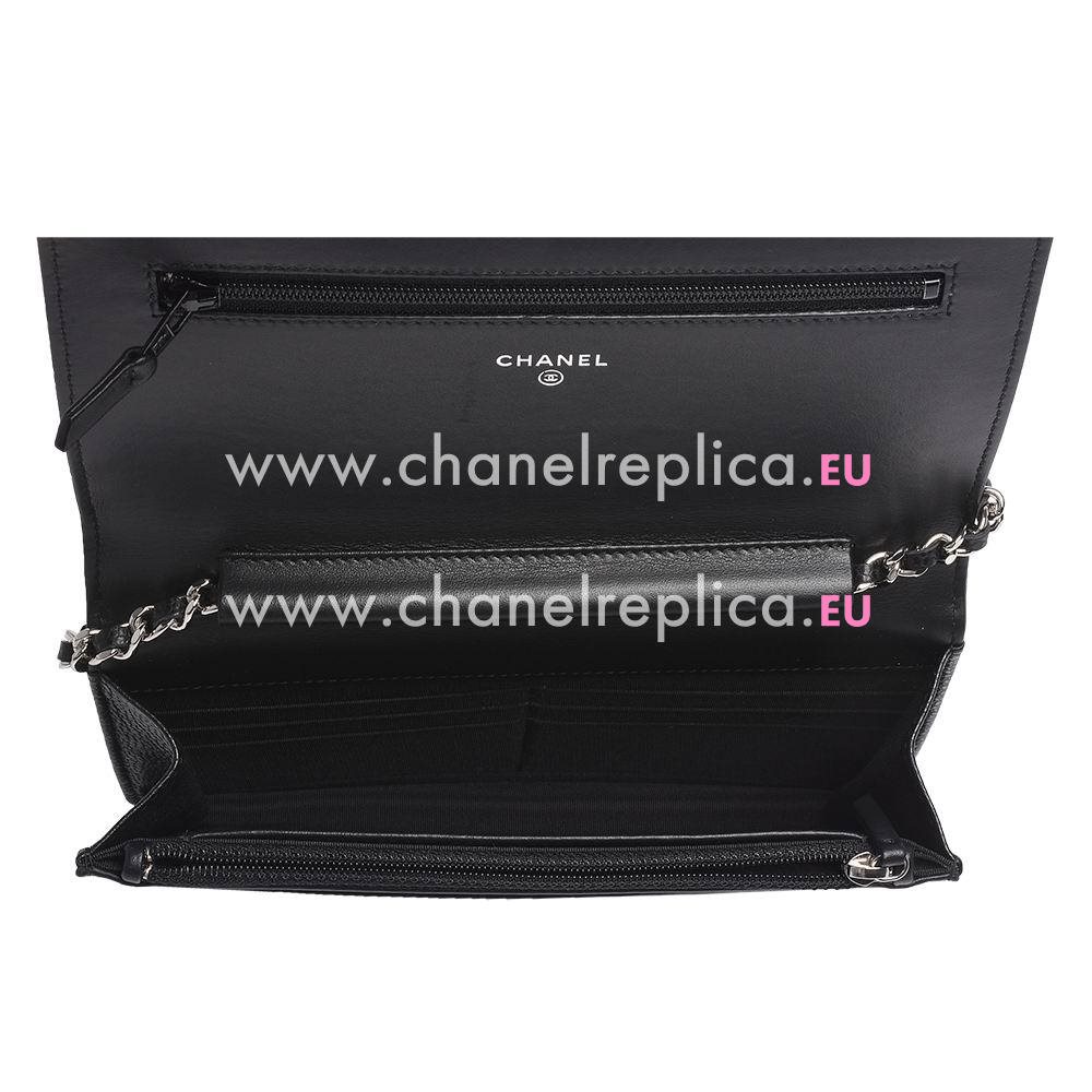 Chanel Caviar Calfskin Silver Chain Woc Bag Black A877240
