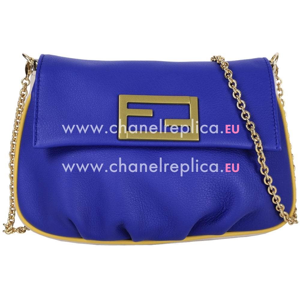 FENDI Fendista Calfskin Mini Chain Bag Blue/Gray F1548669