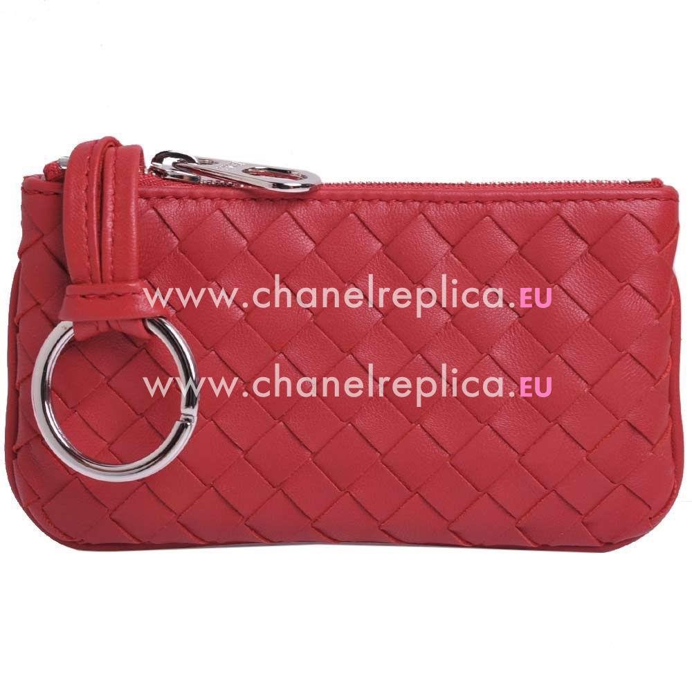 Bottega Veneta Classic Weave Nappa Change Purse In Red BV6112911