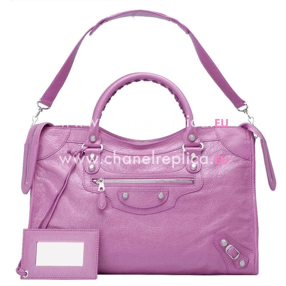 Balenciage City Lambskin Silvery hardware Classic Bag Pink Purple B5598296