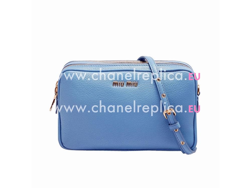 MIU MIU Pebble-finish Madras Piccole Borse Light Blue 5BH541