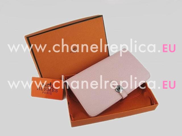 Hermes Dogon Clemence Leather Wallet In Pink HL.001B
