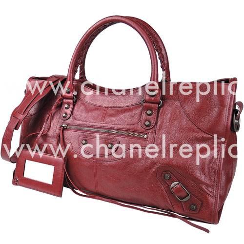 Balenciage Part Time Lambskin Aged Brass hardware Bag Burgundy B2055077