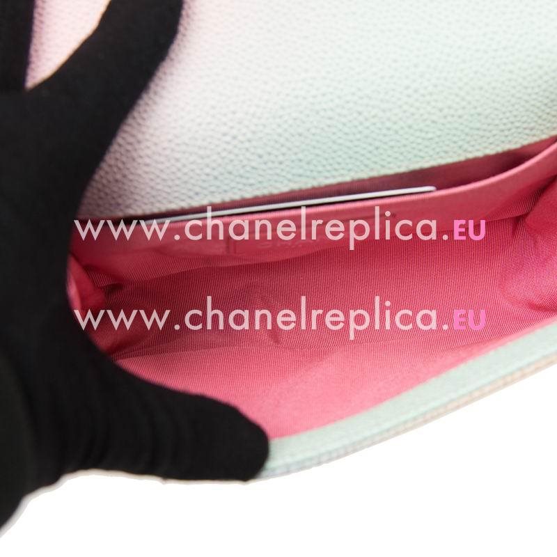 Chanel Colorful Calfskin Leather Boy Bag Pink Lock Silver Chain A67085CMCP