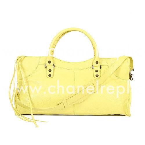 Balenciage Part Time Lambskin Aged Brass hardware Bag Lemon Yellow B2055091