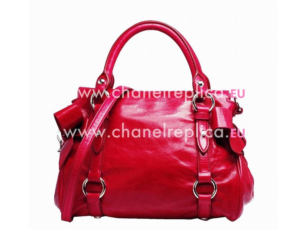 Miu Miu Vitello Lux Calfskin Bow Bag Peach Red MU5551