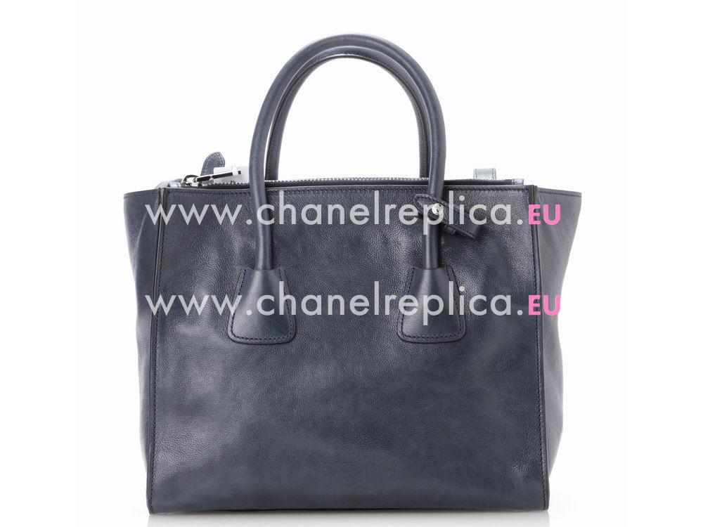 Prada Glace Shiny Calfskin Triangle Logo Bag In Blue P873259