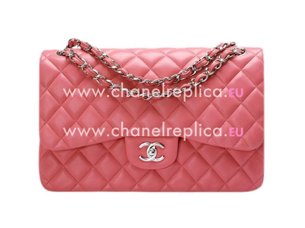 Chanel Lambskin Jumbo Coco Bag Pink Silver Chain A58600PKS