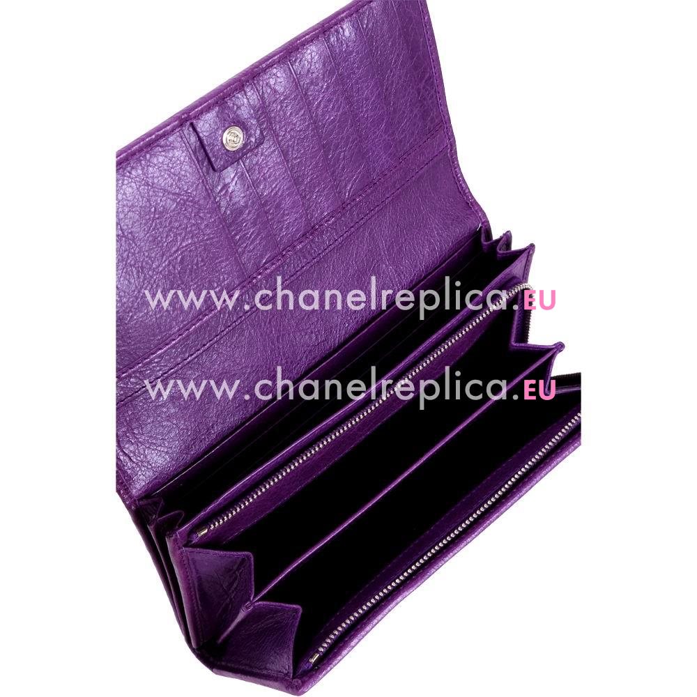 Balenciaga Continental Classic Lambskin Silvery Hardware Wallets Purple B2055102