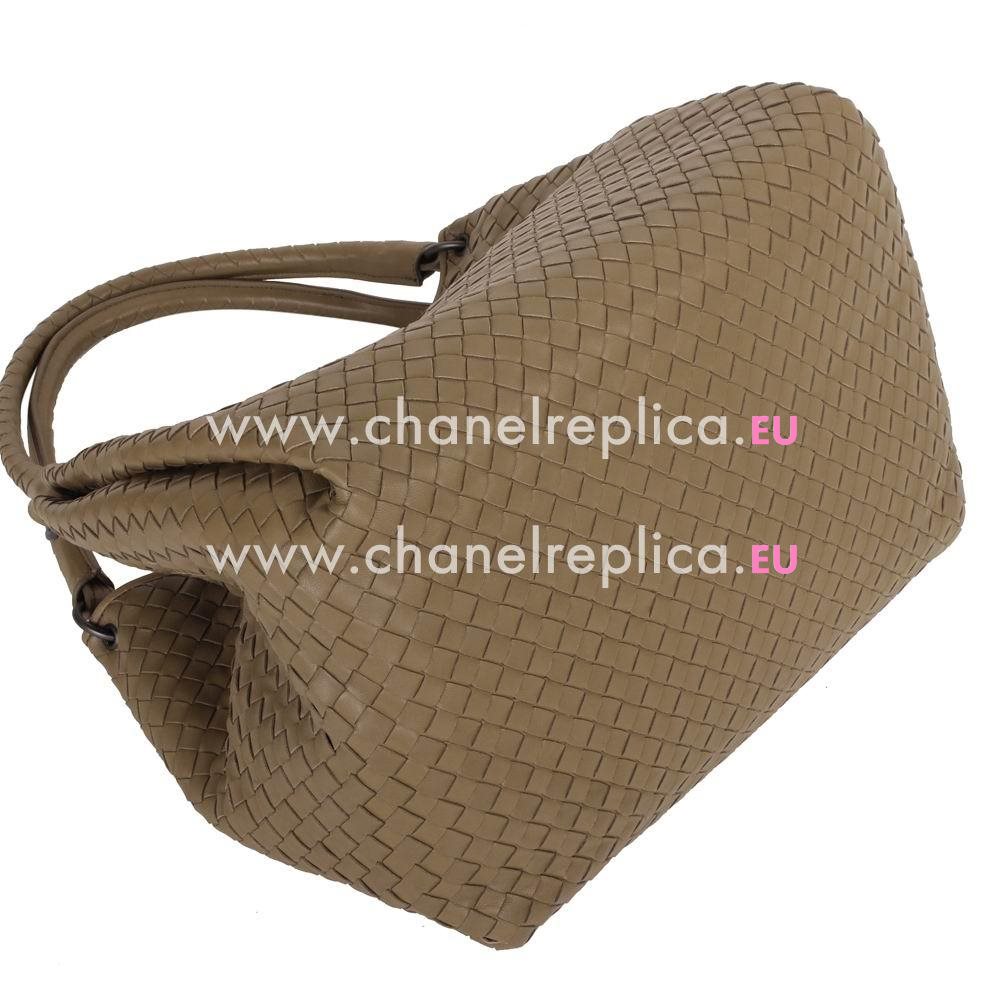 Bottega Veneta Classic Intrecciato Nappa Weave Falcate Shoulder Bag In Khaki BV591668