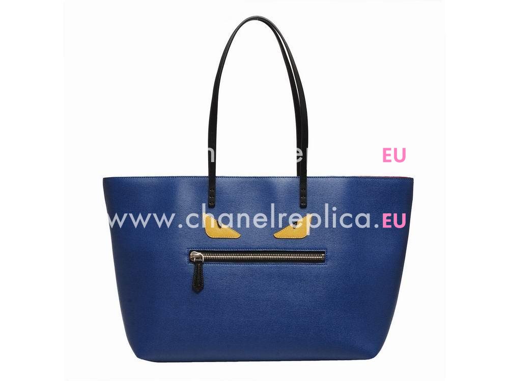 Fendi Monster Roll Calfskin Handle/Shoulder Blue F5734340