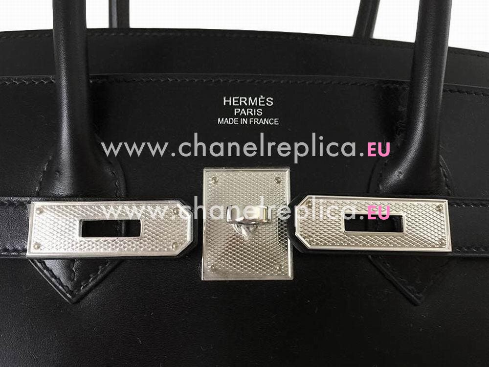 Hermes Birkin 35cm Box Leather Black Silver Hardware Hand Sew HS2993
