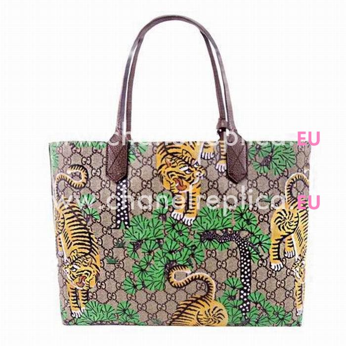 Gucci Bengal Tiger GG Supreme Flower Tote Bag Khaki G7051201