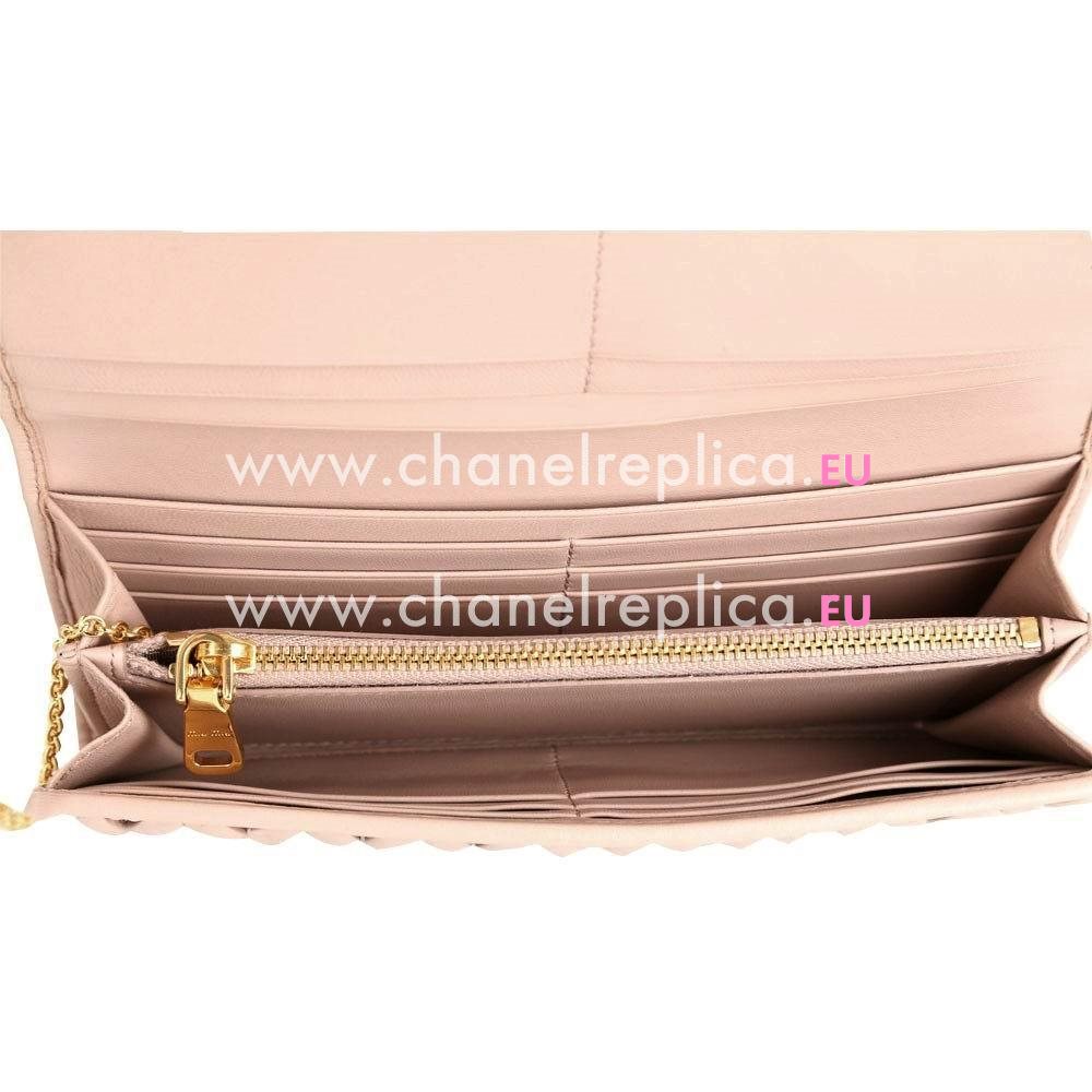 Miu Miu Matelasse Nappa Wrinkle Wallet In Khaki Gray M6122909