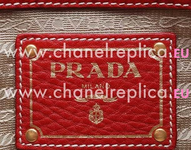 Prada Vitello Daino Relievo Logo Caviar Calfskin Should/handbag Red P393619