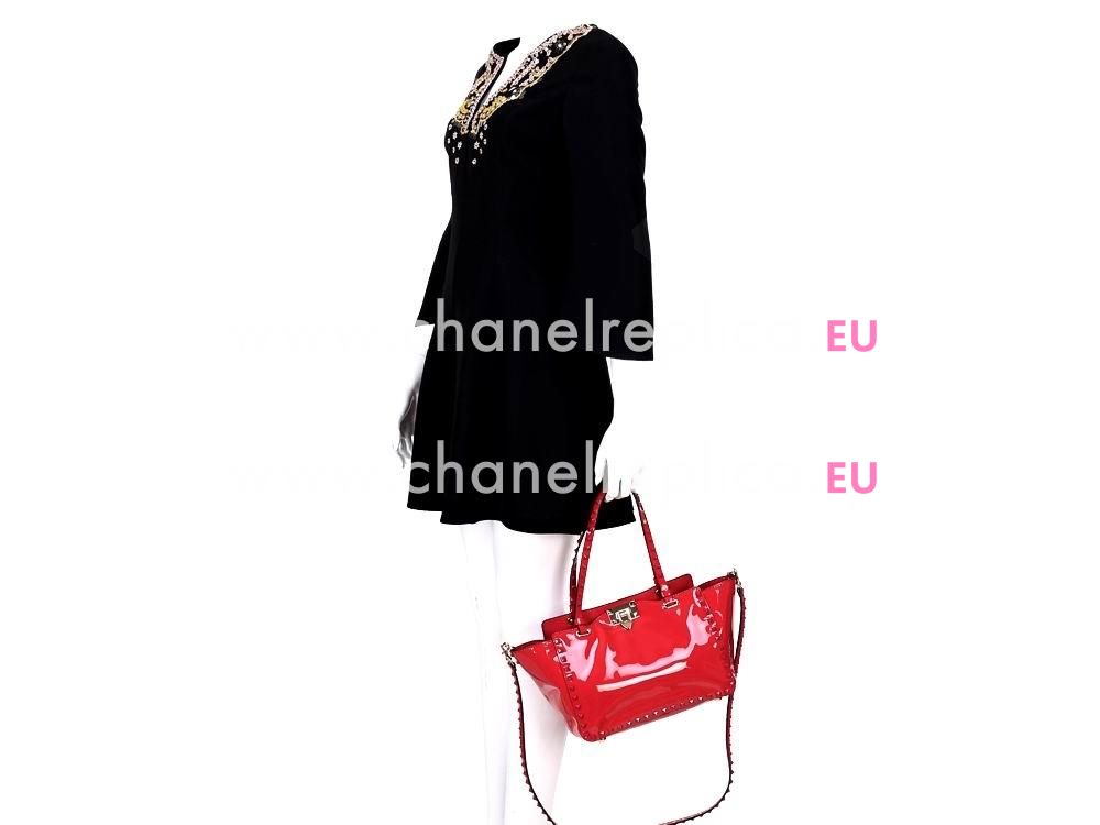 Valentino Rockstud Patent Small Handbag Red VA53534