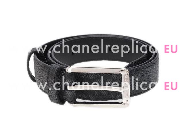 Louis Vuitton Damier Graphite Canvas Belt Silvery Buckle M9636S