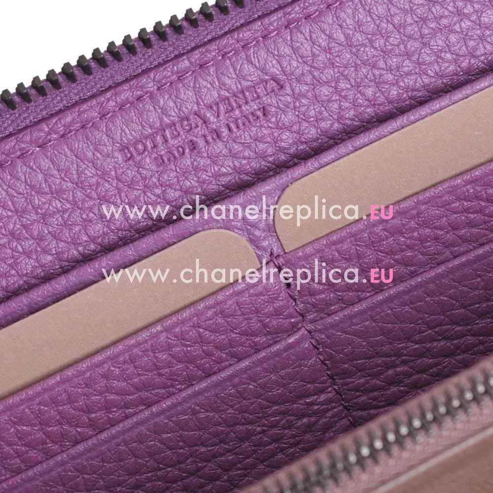 Bottega Veneta Classic Weave Zipper Nappa Wallet In Light Purple B6110723
