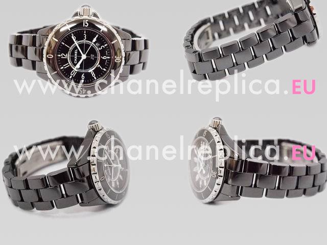 CHANEL J12 Black Dial Ceramic Quartz Watch In Black H0682