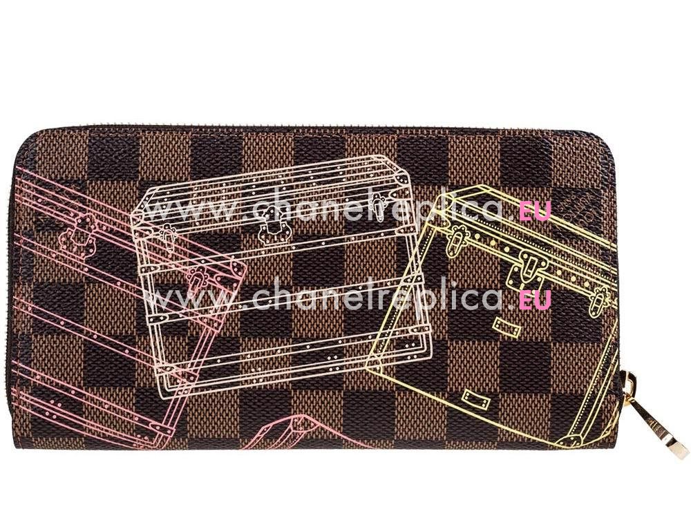 Louis Vuitton Damier Ebene Canvas Zippy Wallet Luggage Design N63026