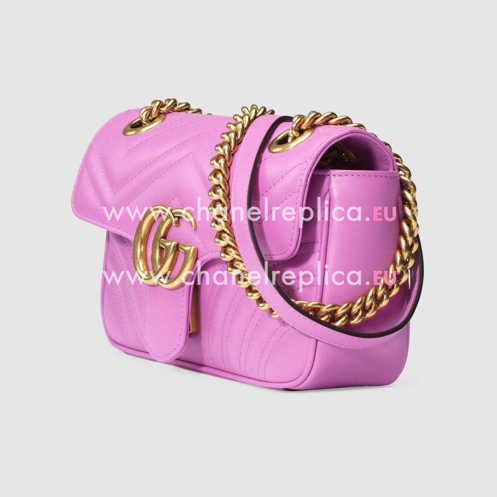Gucci Marmont Matelasse Chevron Shoulder Mini Bag Pink Style 446744 DRW3T 5554