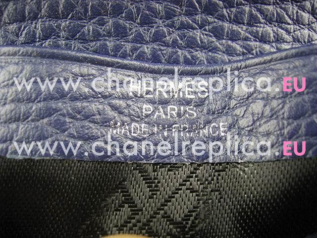 Hermes Classic Clemence Leather Purse Deep Blue H0006A