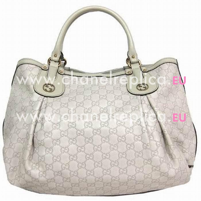 Gucci Scarlett Classic GG Calfskin Leather Weaving Bag In White G5725518