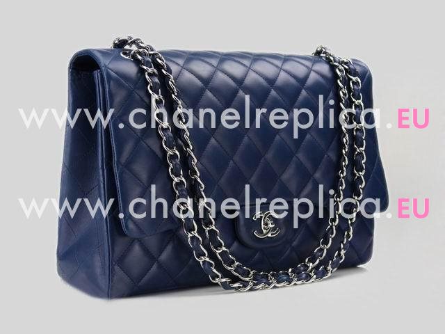 Chanel Marine Lambskin Flap Bag In Navy Blue(Silver) A47600-93925