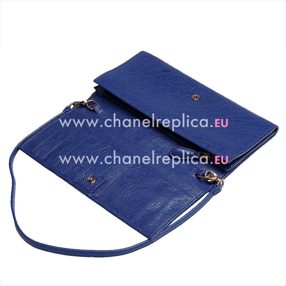 Balenciaga Fortefeuille Money Lambskin Gold Hardware Wallets Blue Purple B2055143