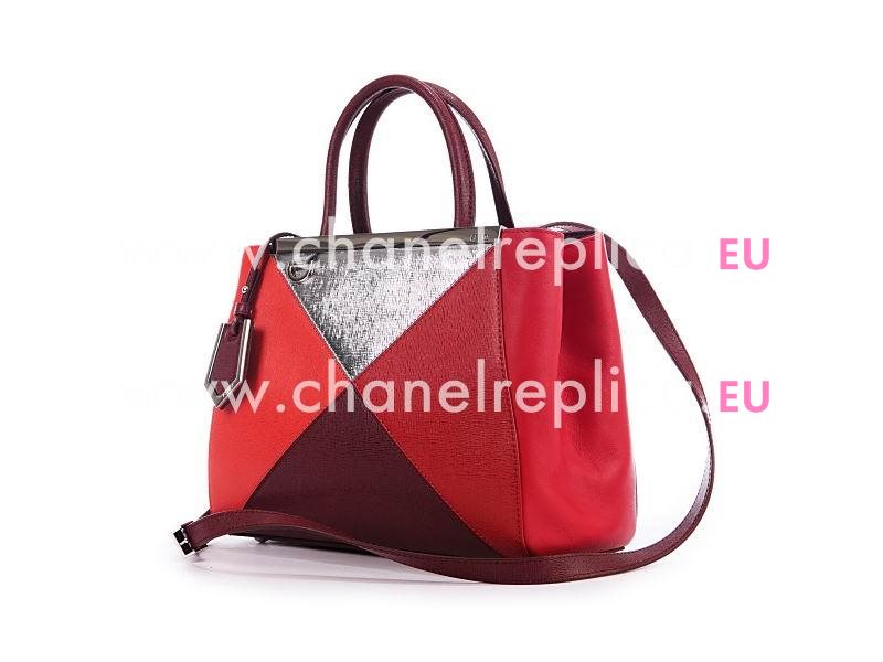 Fendi 2Jours Calfskin Leather Hand/shouldbag Red/Silver 8BH253
