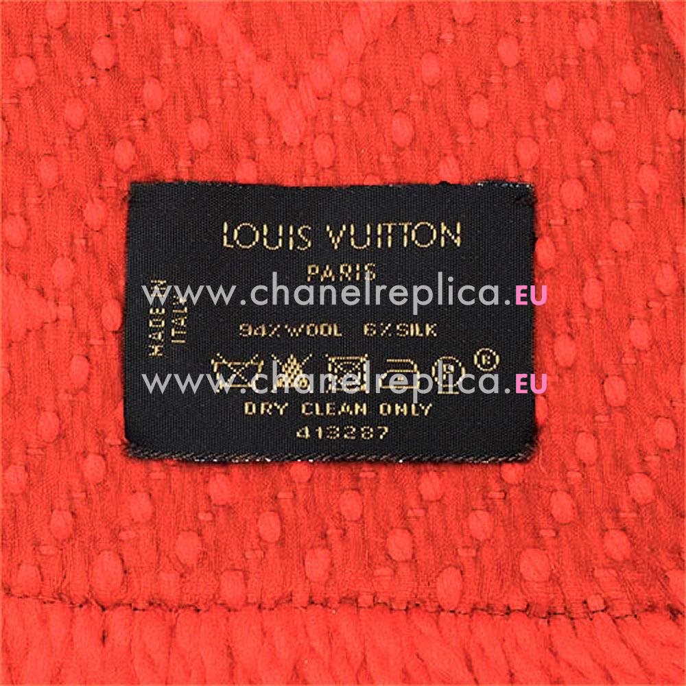 Louis Vuitton Logomania Shine Silk Wool Scarf Red M75701