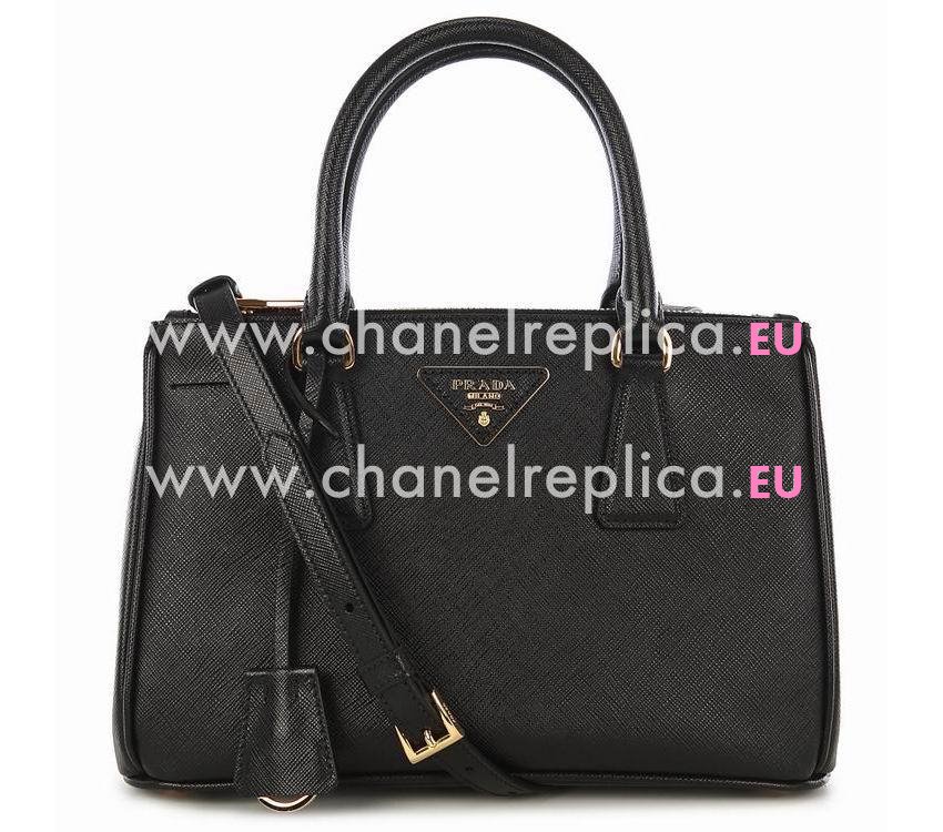 Prada Saffiano Triangle Logo Lux Leather Mini Handbag Black PBN2316