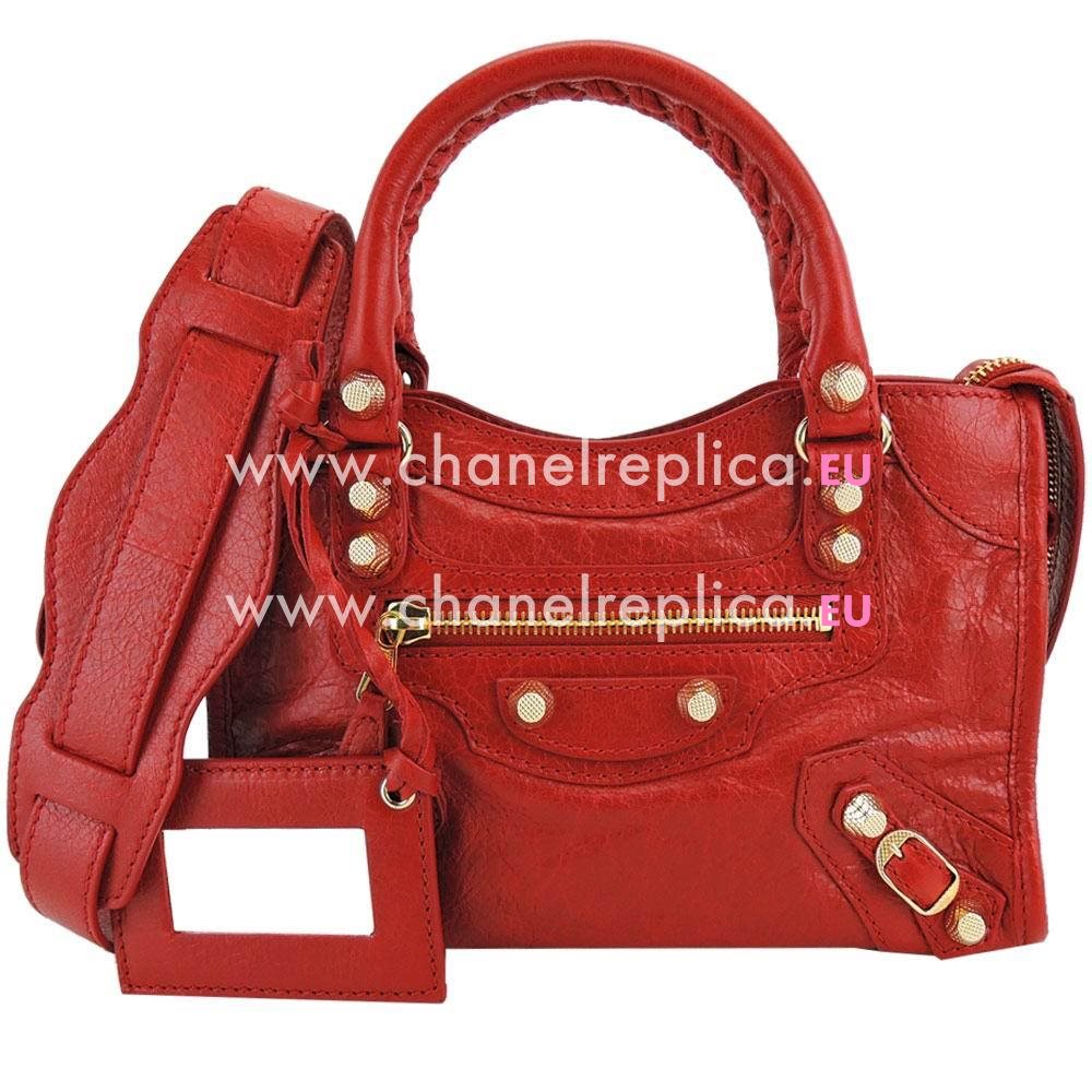 Balenciage City Lambskin Gold hardware Classic Mini Bag Red B2055034