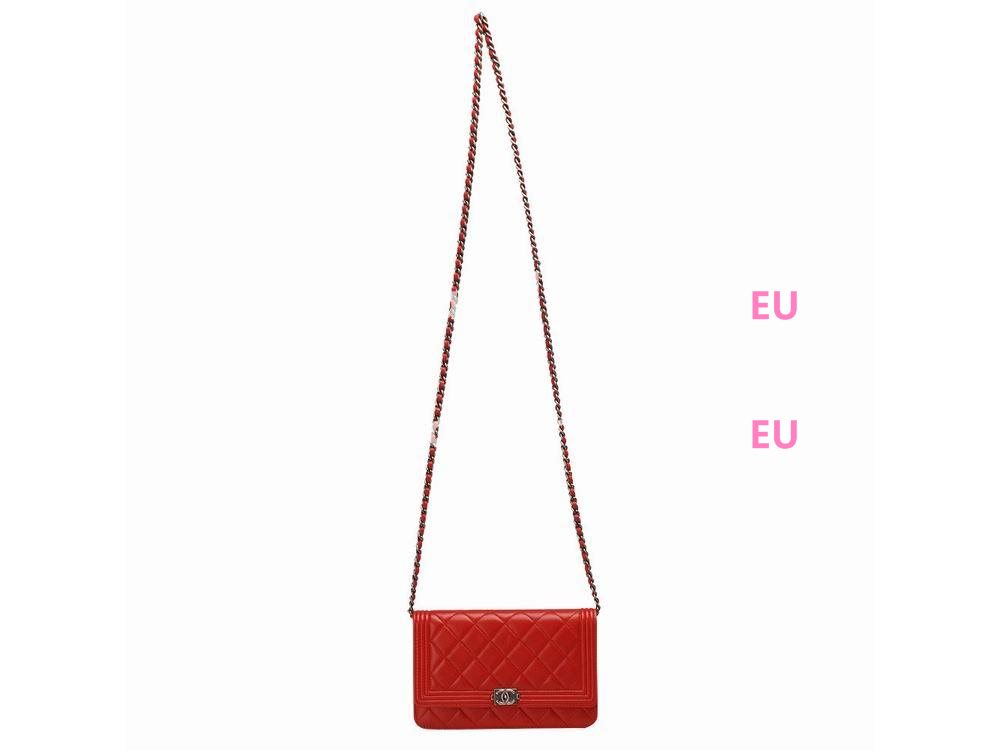 Chanel Lambskin Boy Woc Bag Anti-silver Chain Red A522388