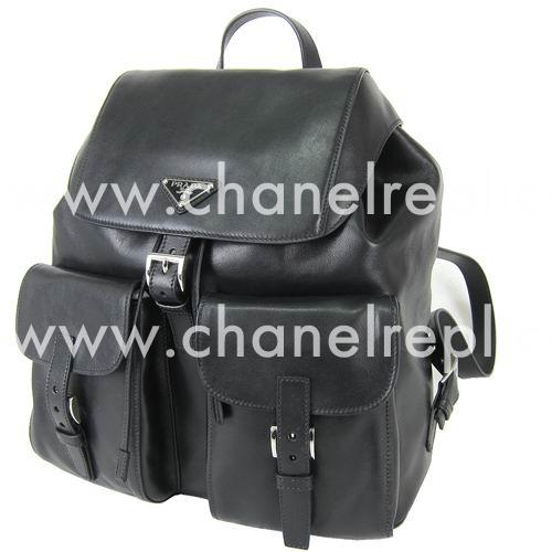 Prada Classic Triangle Logo Calfskin Leather Backpack Black PR5652151
