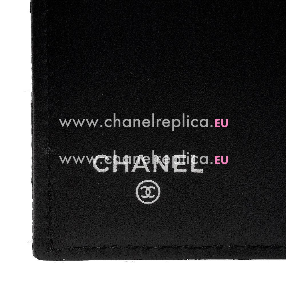 Chanel Caviar Ceramics CC Snapper Zipper Wallet Black A753394