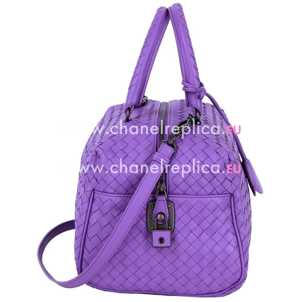 Bottega Veneta Atlantic Nappa Leather Woven Bag Purple B6110901