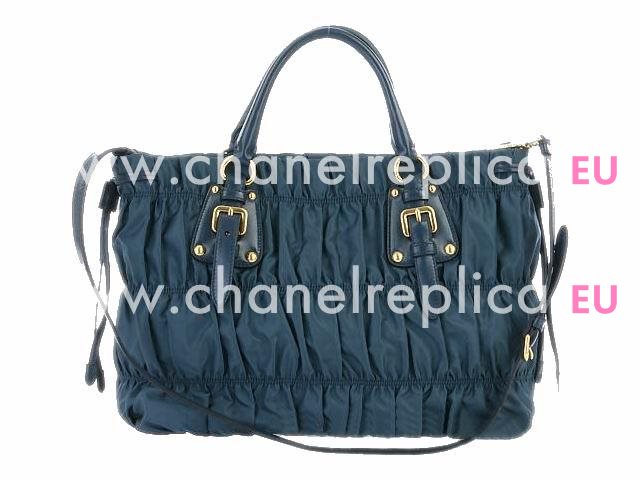 Prada Gaufre Lambskin&Nylon SHouder/Handbag In Blue P344831