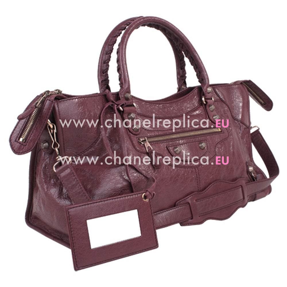 Balenciage Part Time Calfskin RoseGold hardware Bag Purple Red B2055078