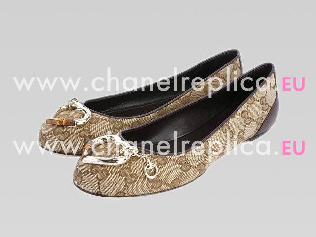 Gucci Beige/Brown canvasHeart Bit ballet flats Shoes 317585