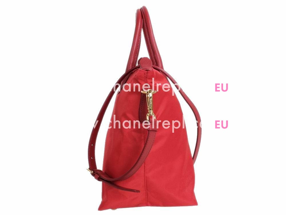 Prada Tessuto Triangle Logo Plate Nylon ShouldBag Red(Large) P467440