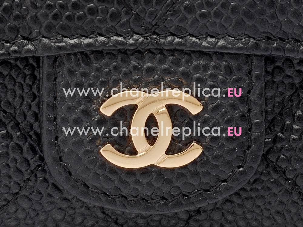 Chanel Caviar Gold CC Key Chain holder In Black C57181