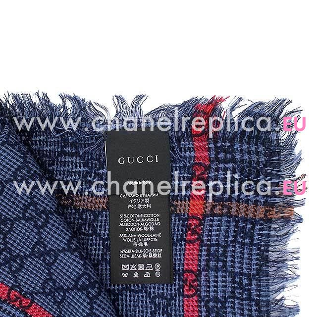 Gucci G Logo Wool Silk Scarf Blue G6102820