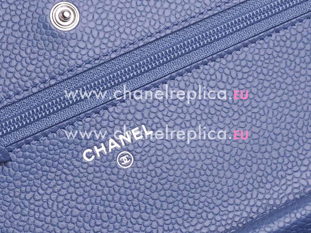 Chanel Lambskin Silver Chain Woc Bag Blue A33814BL