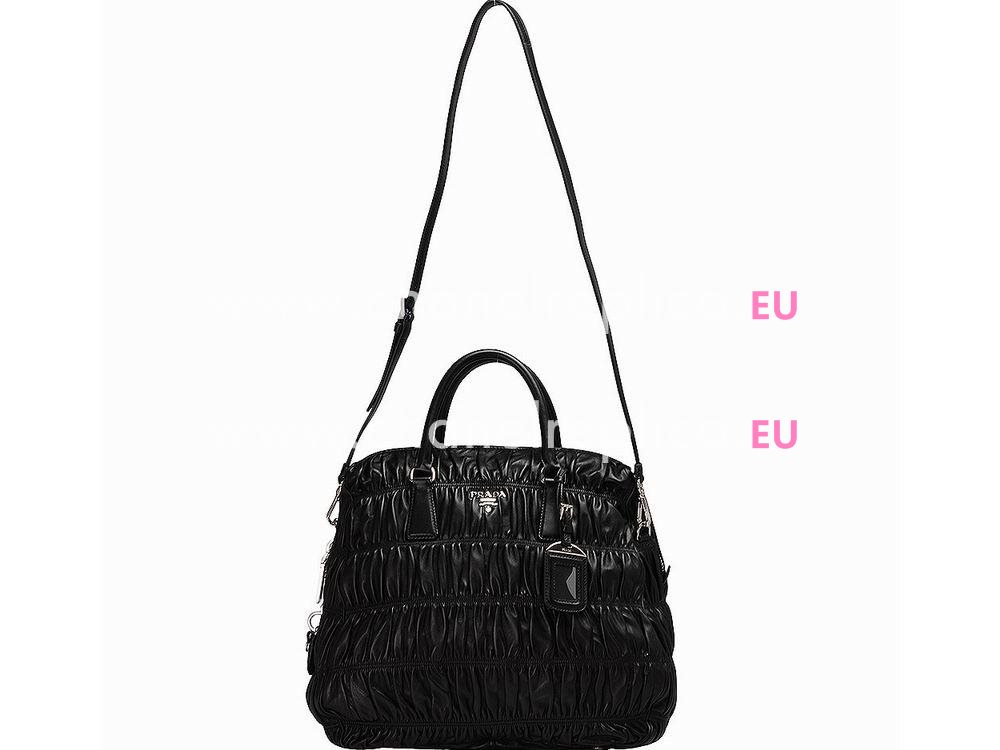 Prada Nappa Gaufre embossed Large Bag In Black PB1336L