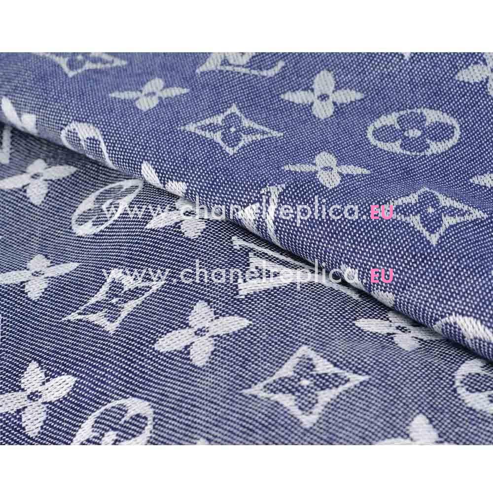 Louis Vuitton Monogram Flower Figure Denim Shawl Blue M71376