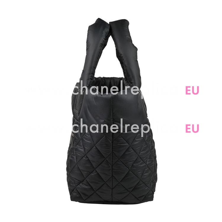 Chanel Coco Cocoon Black Nylon Bag Silver Chain A92258-BLK