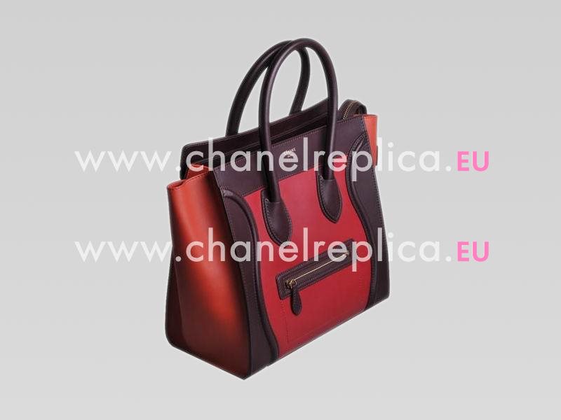 Celine Calfskin Nano Luggage In Coffee/Hot Pink CE473818