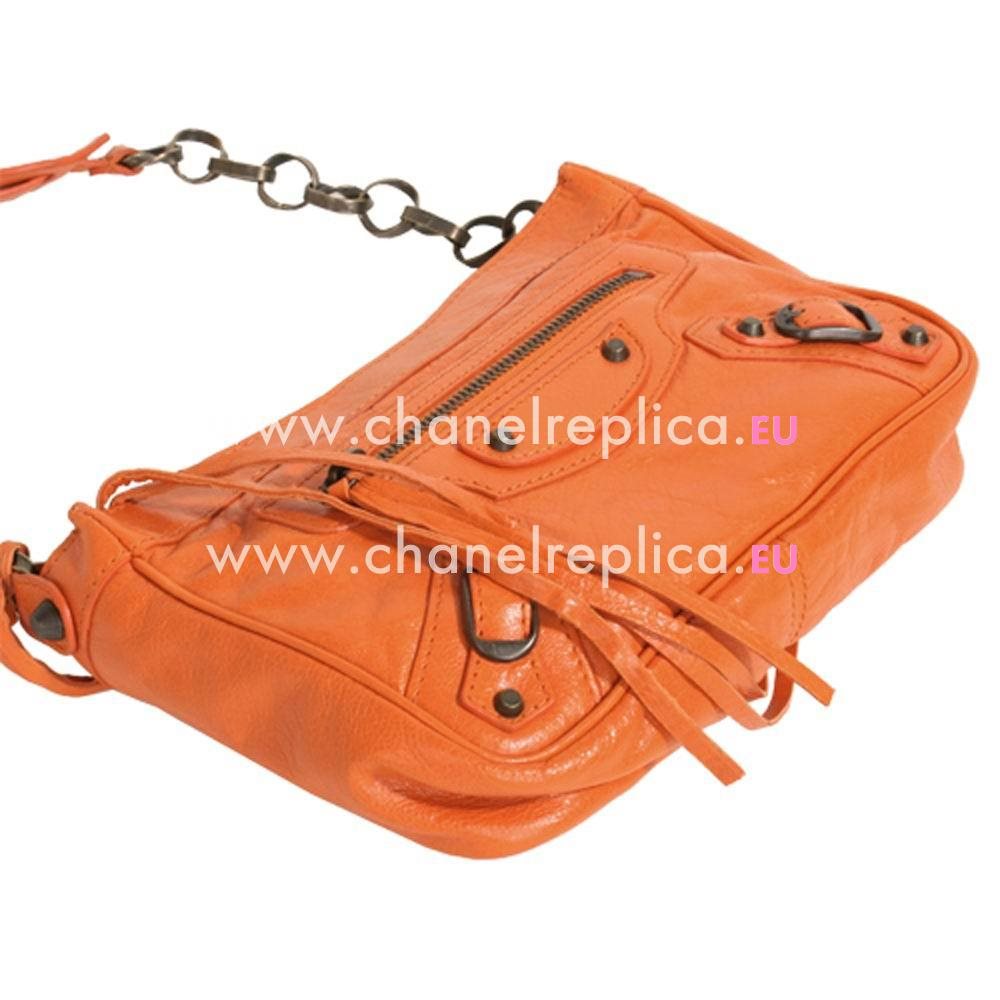 Balenciage Miroir Calfskin Aged Brass hardware Bag Orange B2055070