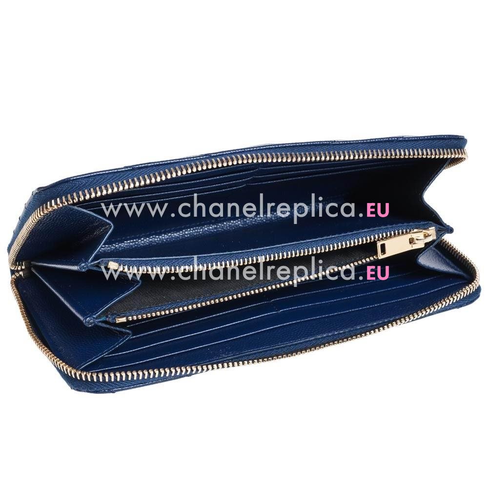 YSL Saint Laurent Caviar Calfskin Y Wallets In Blue YSL5783225